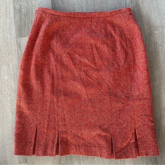 Vintage Talbots Wool Silk Tweed Skirt Salmon Red Women’s 6 Petite Italian - Picture 3 of 6